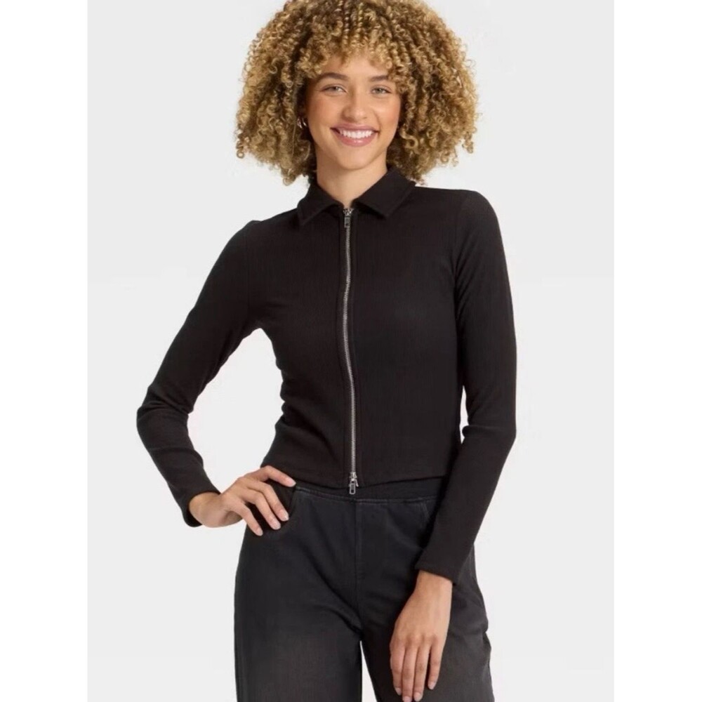 A NEW DAY- Women's Long Sleeve Brushed
Ribbed Polo Zip-Up Jacket